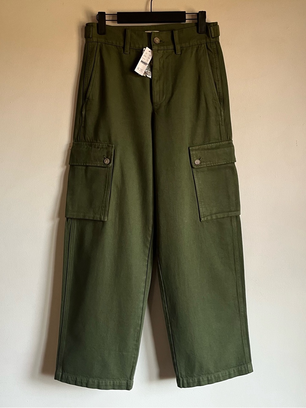NWT J Crew Relaxed Cargo Pant in Heavyweight Twill 24 Army Green Oarsman BW526
